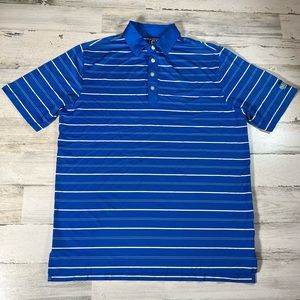 FootJoy FJ Men’s Athletic Fit Performance Golf Polo Shirt Blue Stripe Size Large